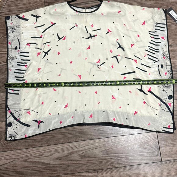 100% Silk Kaftan Top w/ Embroidered Birds – NWT – Luxury Boho - Picture 9 of 10